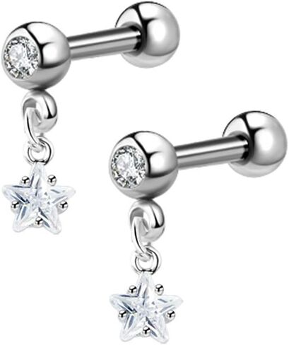 1 Pair 16G Cartilage Stud Earrings for Women Surgical Steel Helix Earrings Dangle Moon Star Butterfly Heart Cross CZ Hypoallergenic Tragus Couch Helix Piercing Jewelry in Kuwait