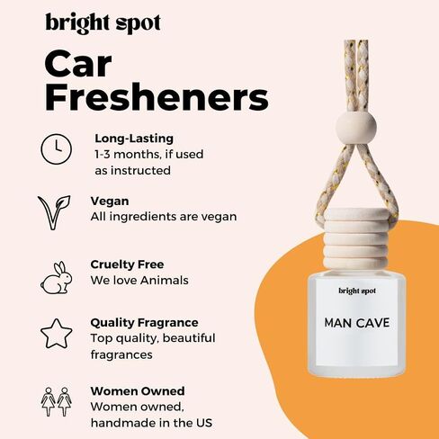 Car Air Freshener - Man Cave Tobacco & Vanilla Scent – Premium Hanging Diffuser, Long-Lasting Fragrance for Car, Home, or Office, Non-Toxic & Refillable, 2-Pack in Saudi Arabia