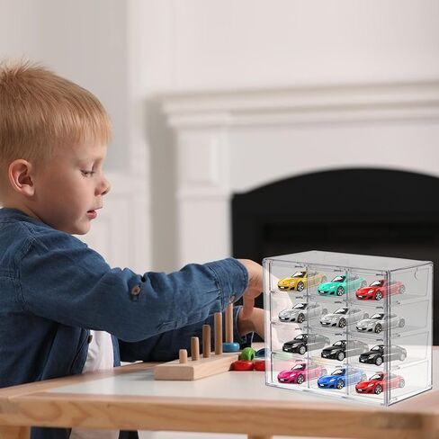 Storage Case for 12 Model Car 1/64 Scale Toy Model Cars Display Case Organizer Container Box with 12 Drawers Compartments Portable Transparent Carrying Holder Fit for 1:64 Scale Vehicles (Box Only) in Kuwait