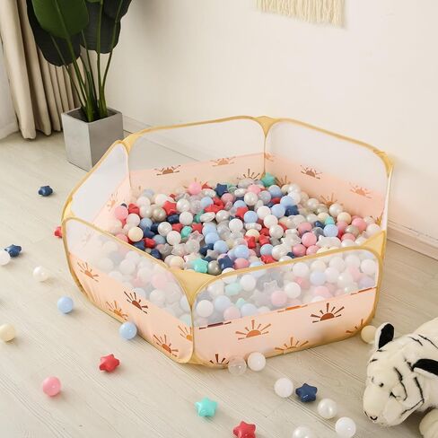 Trendplay Pop Up Ball Pit - مثالية للأطفال الصغار والأطفال والحيوانات الأليفة والأطفال للاستمتاع بها في المنزل أو المدرسة أو أثناء التنقل! مصنوع من البوليستر الناعم من أجل المتانة والسلامة، نمط الشمس in Kuwait