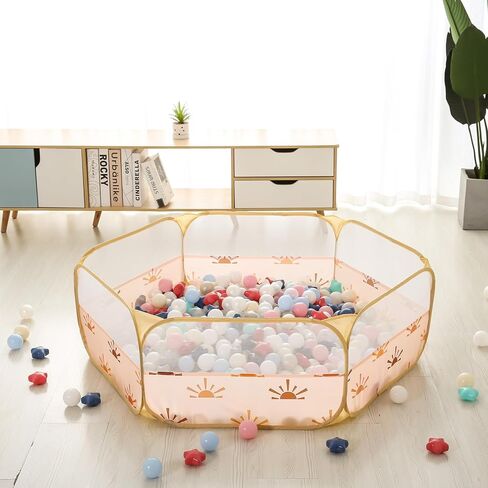 Trendplay Pop Up Ball Pit - مثالية للأطفال الصغار والأطفال والحيوانات الأليفة والأطفال للاستمتاع بها في المنزل أو المدرسة أو أثناء التنقل! مصنوع من البوليستر الناعم من أجل المتانة والسلامة، نمط الشمس in Kuwait