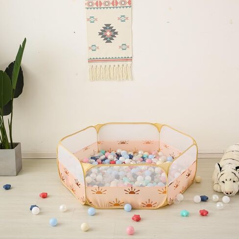 Trendplay Pop Up Ball Pit - مثالية للأطفال الصغار والأطفال والحيوانات الأليفة والأطفال للاستمتاع بها في المنزل أو المدرسة أو أثناء التنقل! مصنوع من البوليستر الناعم من أجل المتانة والسلامة، نمط الشمس in Kuwait
