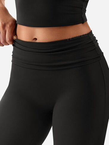 YEOREO Romola Women Flare Leggings with Tummy Control Yoga Pants High Waist Fold Over Bootcut Wide Legs Workout Leggings in Saudi Arabia
