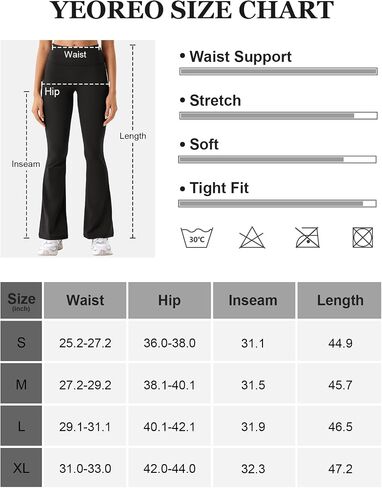 YEOREO Romola Women Flare Leggings with Tummy Control Yoga Pants High Waist Fold Over Bootcut Wide Legs Workout Leggings in Saudi Arabia