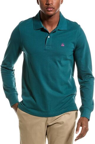 Brooks Brothers Mens Slim Fit All Mesh Cotton Long Sleeve Polo Shirt, in Saudi Arabia