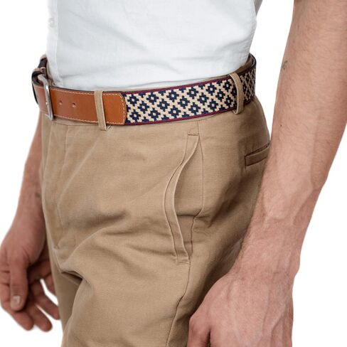 Interchangeable Handmade Woven Polo Belt - Guarda Pampas Design, Crafted from Full Grain Leather in Kuwait