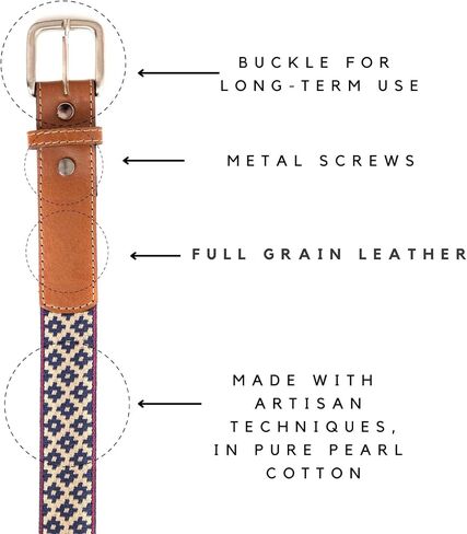 Interchangeable Handmade Woven Polo Belt - Guarda Pampas Design, Crafted from Full Grain Leather in Kuwait