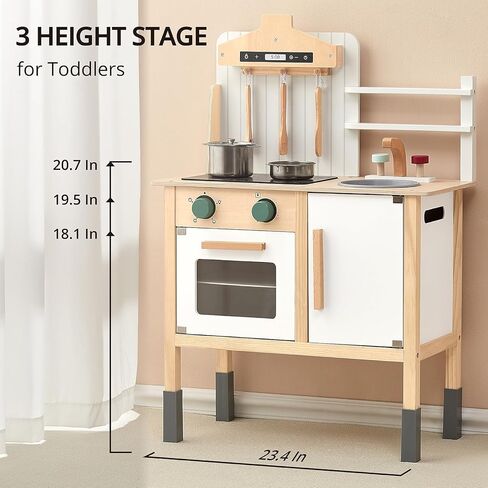 مجموعة المطبخ للعب من PairPear للأطفال الصغار، مجموعة ألعاب خشبية للأطفال مع مجموعة ألعاب المطبخ وملحقات المطبخ، هدية للفتيات والأولاد من سن 3 سنوات فما فوق in Kuwait