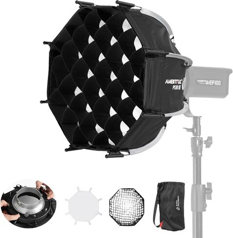 AMBITFUL 19.6"/50cm Mini Softbox Bowens Mount, Octagonal Softbox, Quick Release Soft Box with Diffusers/Honeycomb Grid/Bag,Small Softbox Compatible with Godox Aputure Video Studio Light in Saudi Arabia