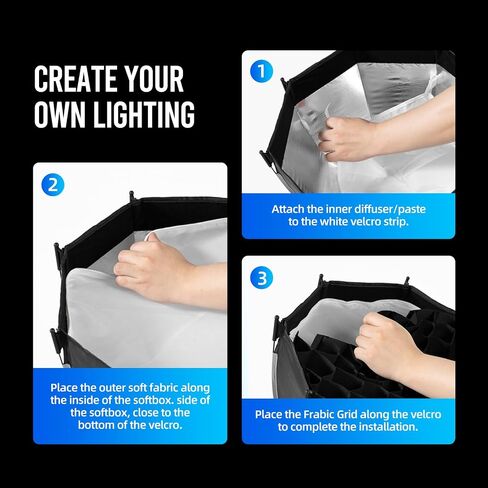 AMBITFUL 19.6"/50cm Mini Softbox Bowens Mount, Octagonal Softbox, Quick Release Soft Box with Diffusers/Honeycomb Grid/Bag,Small Softbox Compatible with Godox Aputure Video Studio Light in Saudi Arabia