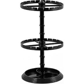Acrylic Jewelry Stand Rotating Necklace Organizer, Clear 2-Tier Adjustable Necklace Holder with 48 Hooks, Bangles Necklaces Rings Earrings Spinning Display Stand Tree Tower for Women Girl White