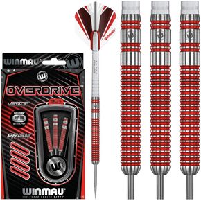 Winmau Overdrive 90% Tungsten Steeltip Darts Set with Prism Flights and Shafts (Stems)