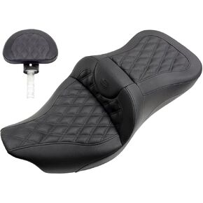 Saddlemen 0801-1187 808-07B-182BR Lattice Stitch Roadsofa Seat W/Backrest 08+ TOURING MODELS, BLACK LATTICE STITCHED