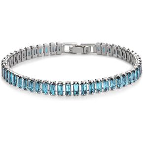 Tennis Bracelets for Women Trendy 14K White Gold Plated Birthstone Tennis Bracelet Sparkly Cubic Zirconia Bracelet Diamond Bracelet Mothers Day Gifts Birthstone Jewelry for Women