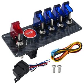 UOIENRT 12v Ignition Switch Panel, flip-up car Engine Start Push Button led Toggle Replacement for Racing Sport Competitive car