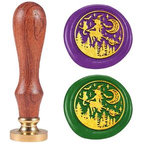 Two Skeletons Wax Seal Stamp Vintage Skull Sealing Stamps 1" Removable Brass Head Seal Stamp with Wooden Handle for Envelope Greeting Card Letters Halloween Invitations Bottle Gift Wrapping