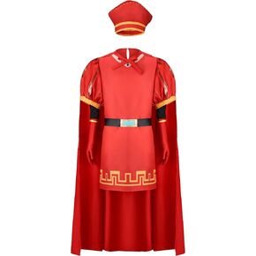Men Costume Adult King Hat Outfits Black Oversleeve Red Cloak Glove Top Robe Cape Headwear Haloween Cosplay Costume