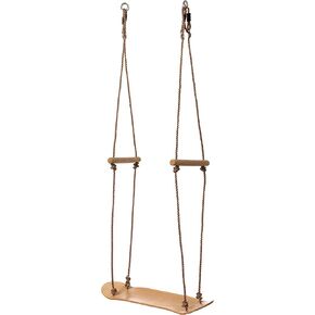 Natural Wooden Outdoor Patio Playground Kids Hanging Adjustable Stand Up Skateboard Swing, Tree Curved Swing Board