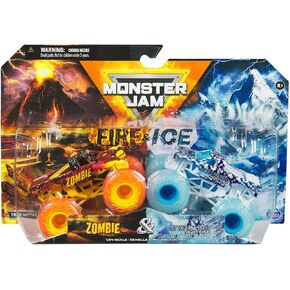 Monster Jam 2024 Fire & Ice 1:64 Diecast Monster Truck 2-pack Zombie & Northern Nightmare