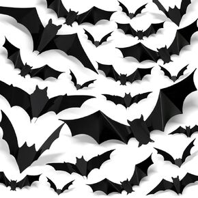 112 Pcs Halloween Decorations Bats Halloween Decor, 8 Size 3D Bat Decorations for Wall Window Door Halloween Party Decorations