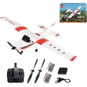RC Plane for Adults F949 Fixed Wing 3CH RC Airplane with 6 axis Gyroscope 2.4GHZ RC Aircraft with 2 Batteries and Propeller Outdoor Plane Toys (Without Light)