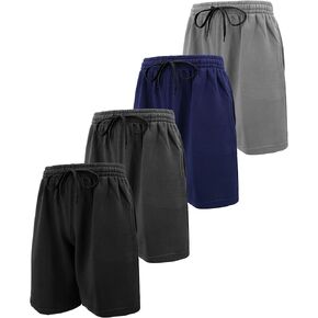 Andrew Scott Mens Cotton Knit Gym Shorts | Mid Weight Fleece Jogger Sweat Shorts|Drawstring & Pockets | Multi Packs