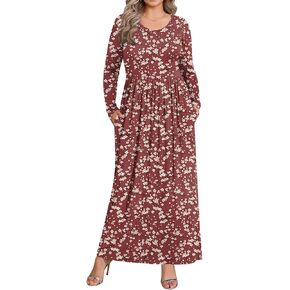 BISHUIGE Womens XL-6XL Long Sleeve Casual Plus Size Maxi Dresses with Pockets