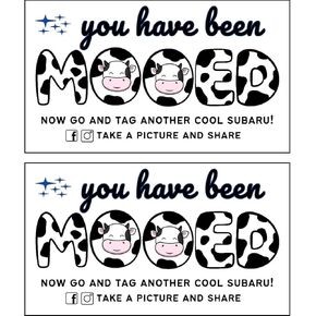 Moo Moo Subaroo Card You Have Been Mooed | 50 Pack | Moo Moo Card Tags Attach to Cow Moomoo Rubber Cow Ducks Subaroo SUV Car Game