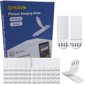 Small Picture Hanging Strips 24-Pairs(48 Strips),Damage Free Hanging Picture Hangers for Walls,Hanging Pictures Without Nail,Picture Hanging Kit,No Tools Wall Hanging Strips for Living Spaces