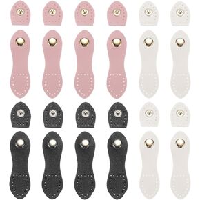 PATIKIL Leather Snap Buckles, 12 Pack Sew on Purse Tab Closures Bag Buckle Fasteners Snap Button Closure for Leather Purse Wallet Bags Notebook, White, Black, Pink