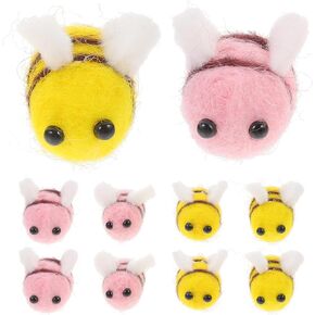 EXCEART 24pcs Wool Felt Bee Craft Balls Bee Craft Supplies for Baby Shower Gender Reveal Party Nursery Tent Decoration DIY Craft Scrapbooking Car Seat Grasping Bead Toys Yellow Pink