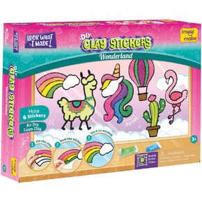 Imagimake Clay Stickers: Wonderland | No Mess Air Dry Foam Clay for Kids, 12 Clay Pouches, 8 Colors, 6 Unique DIY Stickers | Kids Craft Supplies, Travel Toys | Birthday Gifts for Kids Ages 3 4 5 6 7 8