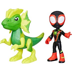Spidey and his Amazing Friends Marvel Dino-Webs, Miles Spin Morales & Marvel's Electrosaurus Action Figures, Super Hero Toys for Kids Ages 3 and Up