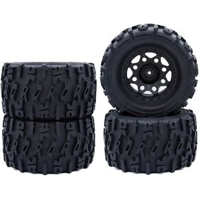 RC Monster Truck 2.8 "Tires and Wheel Rim 12mm Hex for1/10 HPI HSP Savage XS TM Flux ARRMA 1/10 GORGON KDM.RACING SUCCESSOR HNR H9801 MARS,Set of 4