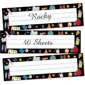Name Tags for Classroom,40Pcs Student Name Tags for desks,Waterproof Desk Name Tags for Classroom Decor Self Adhesive Name Label Stickers（Colorful dot Style）