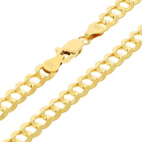 Nuragold 10K Yellow Gold Solid Curb Cuban Chain Necklace/Lengths 16"- 30" / Widths 1.5mm - 12mm / Italian Made Jewelry for Men and Women