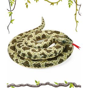 Giant Python Plush Stuffed Snake - Snake Plush Toy Hand Puppet, Python Pillow Cushion Gifts for Birthday djungelskog Party Prank Props 66.92Inch