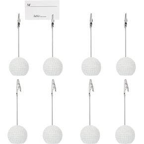 8 PCS Resin Ball Base Memo Clip with Alligator Clip Golf Ball Shaped Table Number Card Place Holders Memo Number Name Card Holder Picture Photo Stand for Office Menu Wedding Party Events Decoration