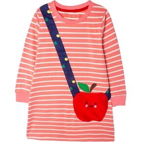 Toddler Girl Cotton Long Sleeve Casual Halloween Christmas Cartoon Tunic Playwear Basic Striped Jersey Dresses