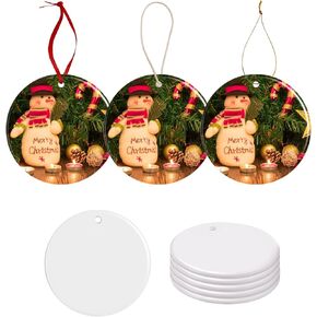 Sublimation Ceramic Ornaments Blank 20 PCS 4 Inch Christmas Round Personalized Ornament Bulk