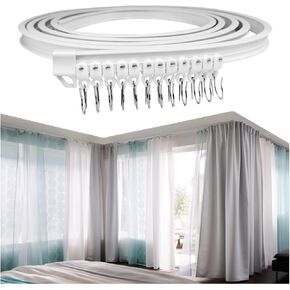 XKMT- Motorcycle 16.4Ft Flexible & Bendable Ceiling Curtain Track Trail Wall Mount Hooks Liners Hangers Curved Curtain Tools RV Window Curtain Rod Curtain Room Rail Track