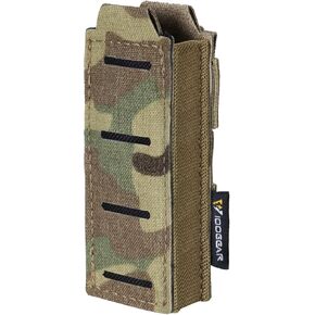 IDOGEAR Single Pistol Mag Pouch Elastic Molle Top Open Pouch for Glock M1911 92F 9mm .40 Magzines Flashlight Holster