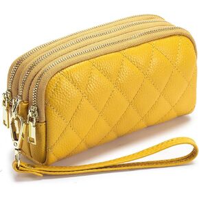 Genuine Leather Wristlet Wallets for Women Quilted Wristlet Purses Ladies Wristlet Clutch Wallet Purses