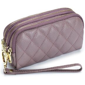Genuine Leather Wristlet Wallets for Women Quilted Wristlet Purses Ladies Wristlet Clutch Wallet Purses