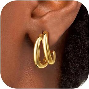 CHESKY Chunky Hoop Earrings for Women - Trendy 14k Gold Plated/Silver Thick Statement Earring Hypoallergenic Lightweight hoops for Women Dainty Jewelry Gifts