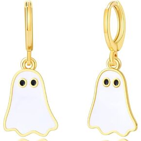 Halloween Ghost Earrings for Women Gold Ghost Huggie Hoop Earrings Pumpkin Dangle Drop Earrings Cute Halloween Earrings Halloween Jewelry