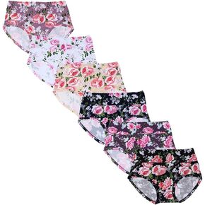Women’s Underwear Cotton Panties High Waist Sexy Rose Flower Print 6 Pack Plus Size