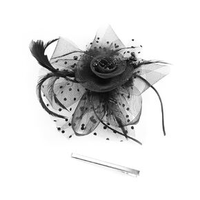 Fascinators Hats with Headband and Clip for Women and Girls, Mesh Flower Pearl Feather Kentucky Derby Hats for Women Tea Party Cocktail Church (Black)
