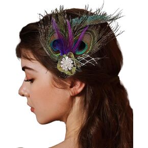 Peacock Feather Headpiece Women's Fascinators Hair Clip Tea Party Flapper Headband 1920s Gatsby Hair Accessories