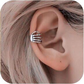 Gold Skeleton Hand Ear Cuff Earrings Fake Gothic Earrings for Halloween Costume Jewelry Gifts